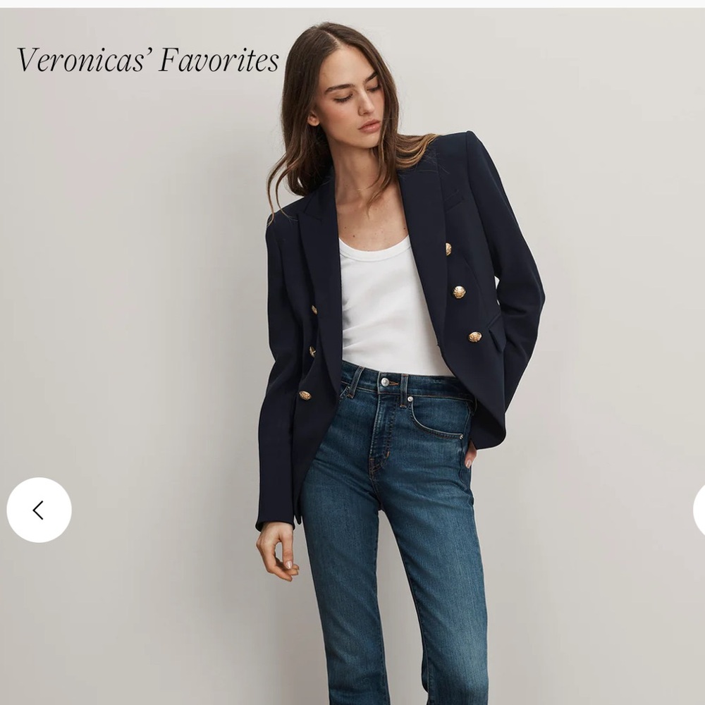 Veronica Beard Navy Double-Breasted Blazer with Gold Buttons - Picture 5 of 10